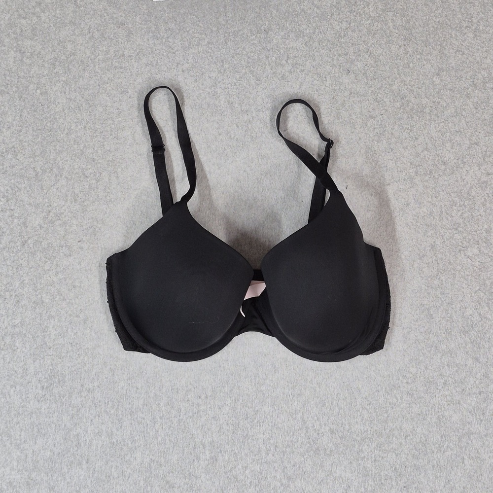 Victoria's Secret Women Bra 32DDD Black T Shirt Demi Underwired Lace Strap